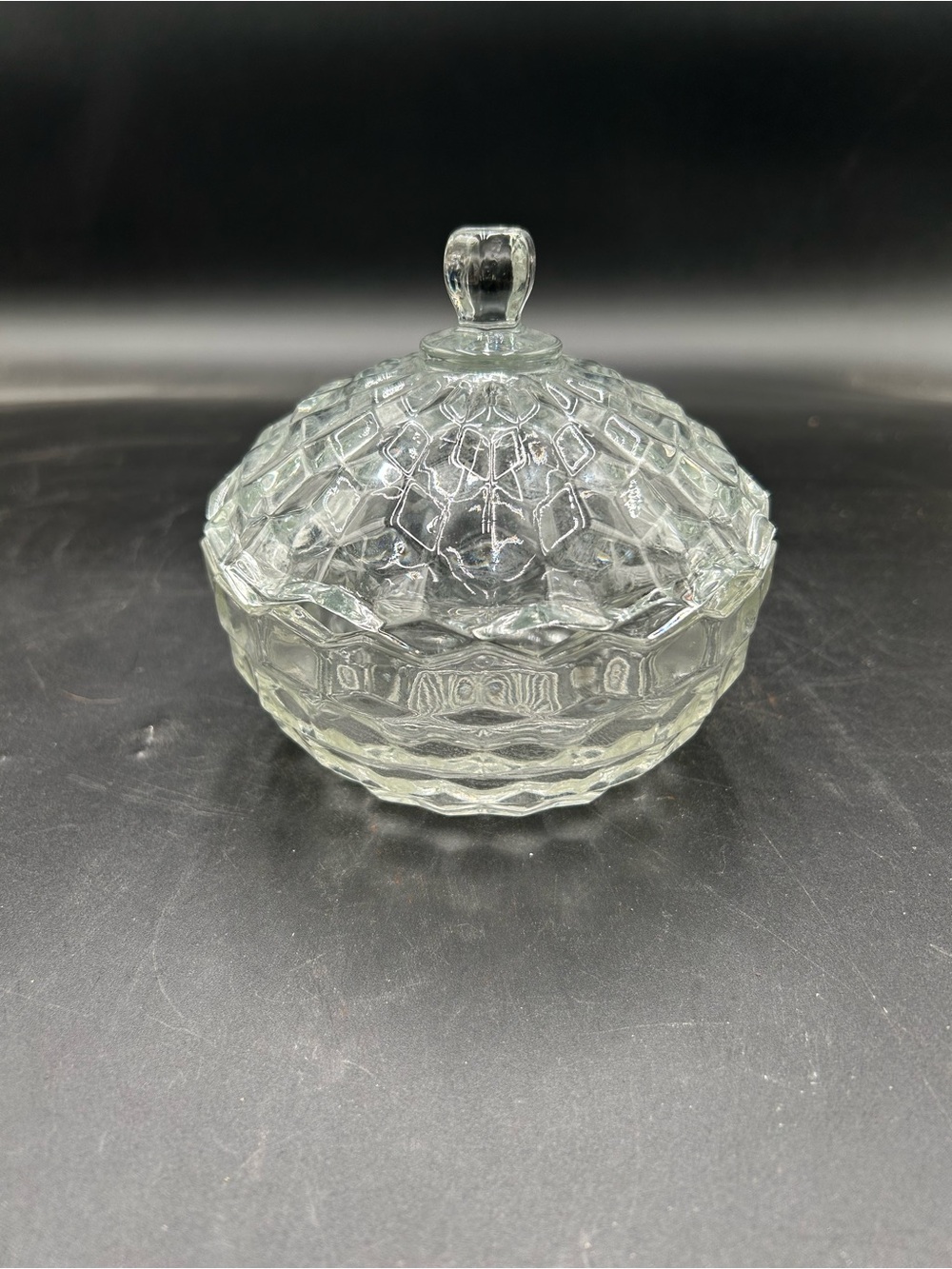 Fostoria American Glass Covered Candy Dish